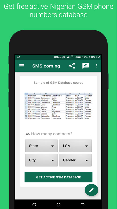 Free Nigerian GSM Phone Numbers Database